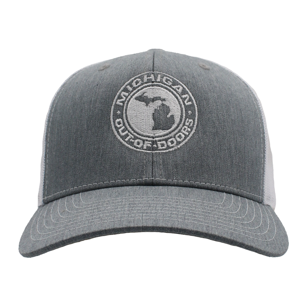 Gray cap with 'Michigan Out-of-Doors' logo